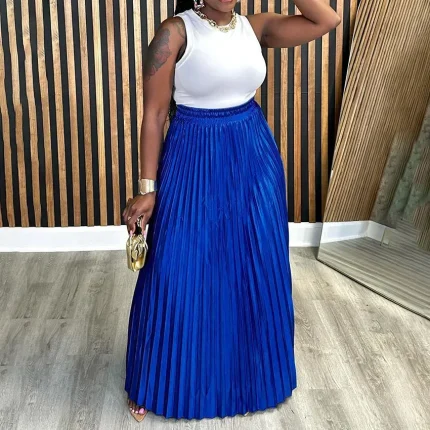 Women Fashion Casual Loose Plus Size Pleated Skirt
