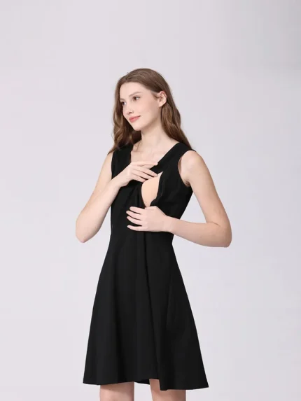 Summer Pregnant Women Fashion Casual Floral Printing Lactation Dress - Image 4