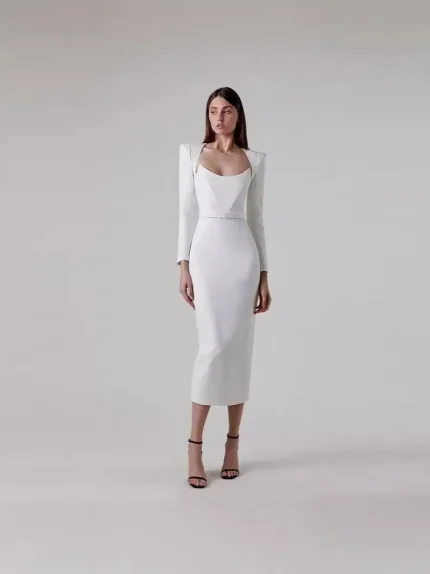 Women Fashion Slim-Fit Long-Sleeved Hip Dress - Image 5