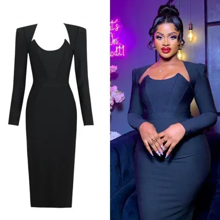 Women Fashion Slim-Fit Long-Sleeved Hip Dress - Image 6