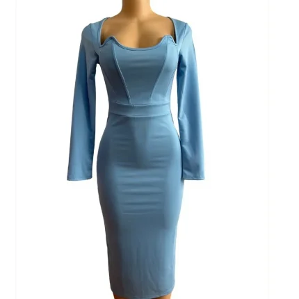 Women Fashion Slim-Fit Long-Sleeved Hip Dress - Image 8