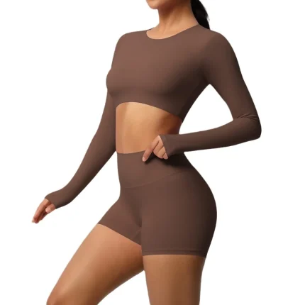 Women Yoga Fashion Solid Color Sports Two-Piece Set - Image 5