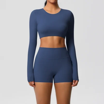 Women Yoga Fashion Solid Color Sports Two-Piece Set - Image 7