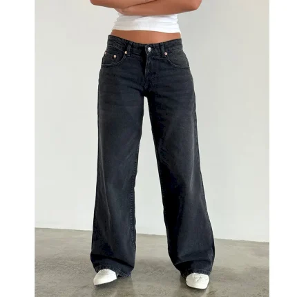 Women Casual Reteo Solid Color Low Waist Straight Jeans - Image 7