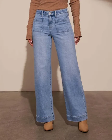 Women Fashion Retro Straight Wide Leg Jeans - Image 5