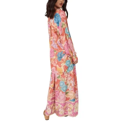 Women Casual Vacation Floral Printed Lapel Long Sleeve Blouse Loose Pants Two-Piece Set - Image 3