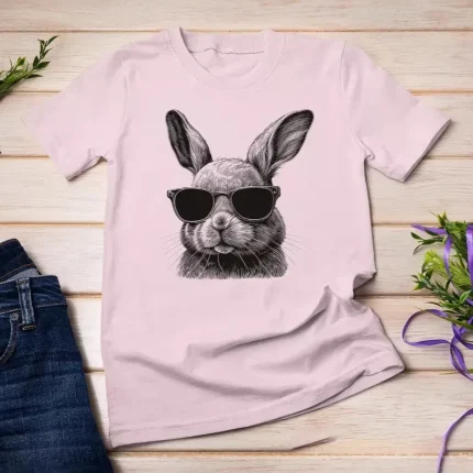 Women Fashion Casual Easter Rabbit Print Loose T-Shirt - Image 3