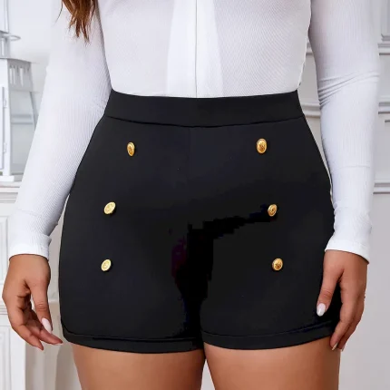 Women Fashion Sexy Plus Size Button Tight Shorts - Image 4