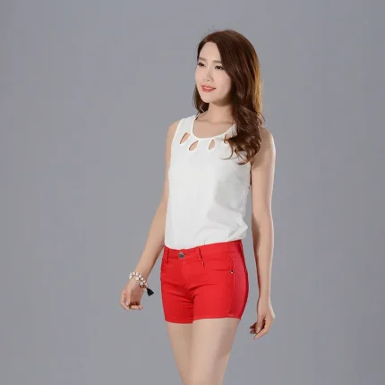 Women Fashion Solid Color Slim-Fit Denim Shorts - Image 8