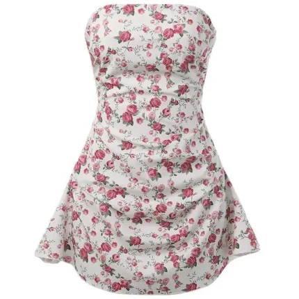 Women Sexy Elegant Flower Printed Tube Slim-Fit Dress - Image 5