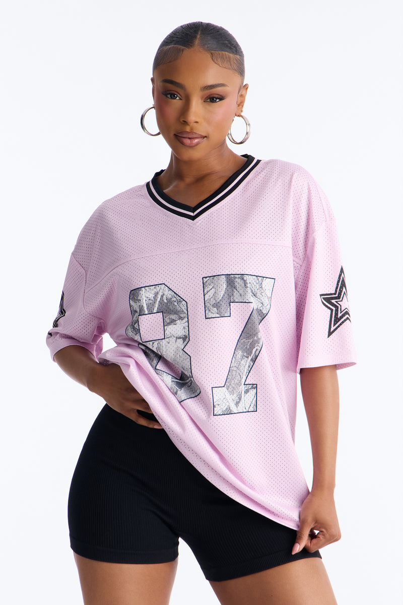 0f675643953fddc8ca55478a9ed0a610.jpg Pink #87 Short Sleeve Jersey - Image 1