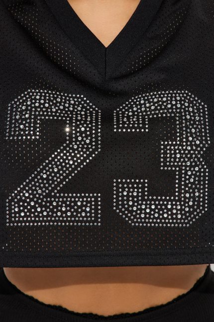 Black #23 Jersey Crop Top - Image 3