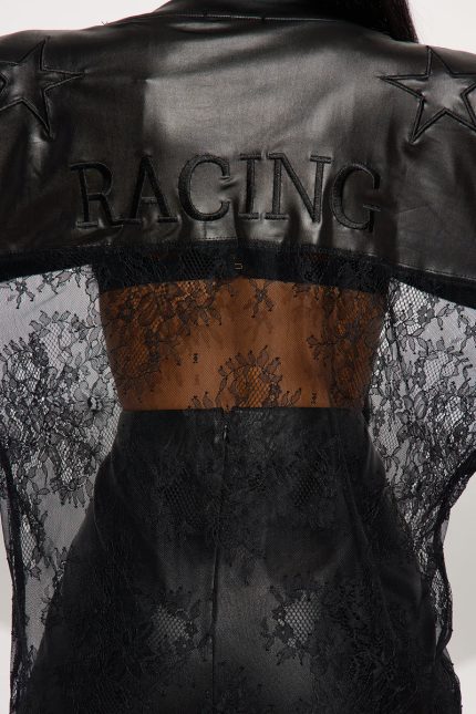 Black #07 Rhinestone Lace Jersey Top - Image 3
