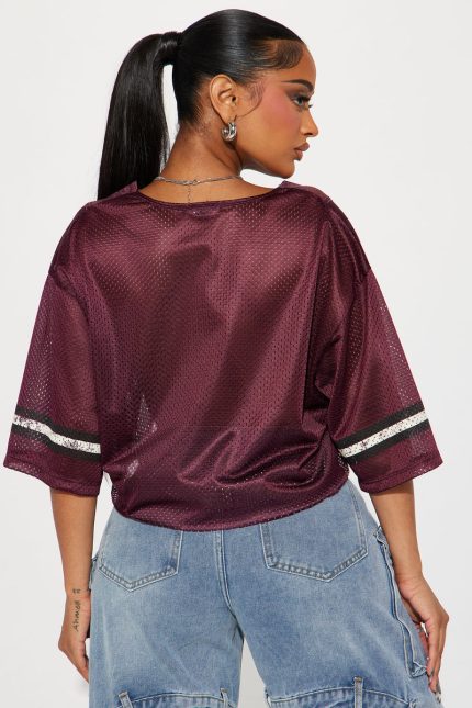 Burgundy #13 Cropped Jersey - Image 3