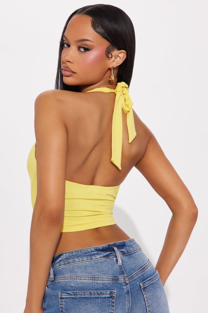 Yellow #09 Sunshine Honey Halter Top - Image 3