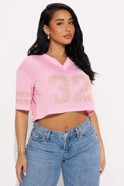 Pink #32 Sneak Peak Jersey Crop Top